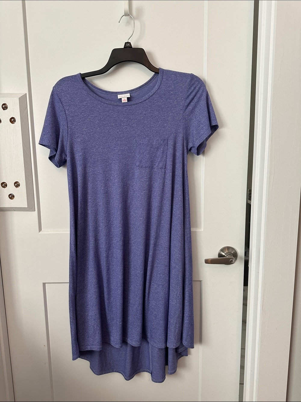 LuLaRoe Heathered Purple Short-Sleeve Pocket Swing Dress